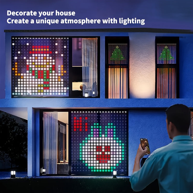 1pc, Intelligent Decorative String Lights, Christmas Ornaments, APP Control to for Switch At Any Time, Support for Dynamic DIY Graffiti Text Editing, 1600 Color Adjustable Screen, Synchronized Music, for Holiday Party, Home D