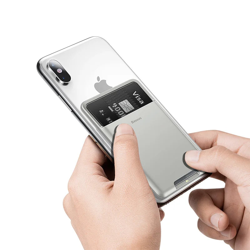 Baseus Universal Phone Back Slot Card Wallet Case For iPhone X Xs Luxury 3M Sticker Silicone Phone Pouch Case For Samsung Xiaomi
