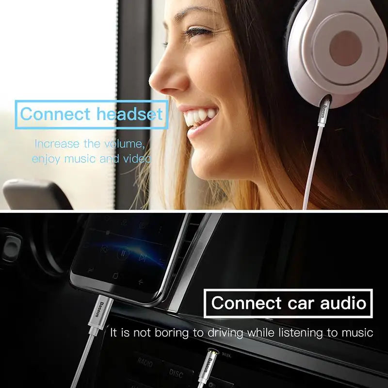 Baseus USB Type C Aux Audio Cable USBC to 3.5mm Jack Female Adapter For Headphone Headset Speaker Cord For Xiaomi Huawei Samsung