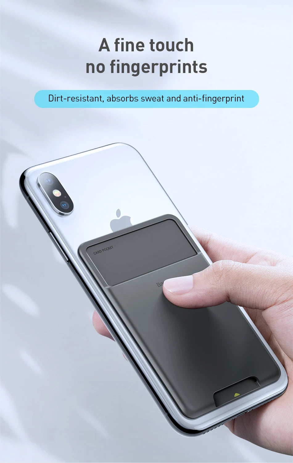 Baseus Universal Phone Back Slot Card Wallet Case For iPhone X Xs Luxury 3M Sticker Silicone Phone Pouch Case For Samsung Xiaomi