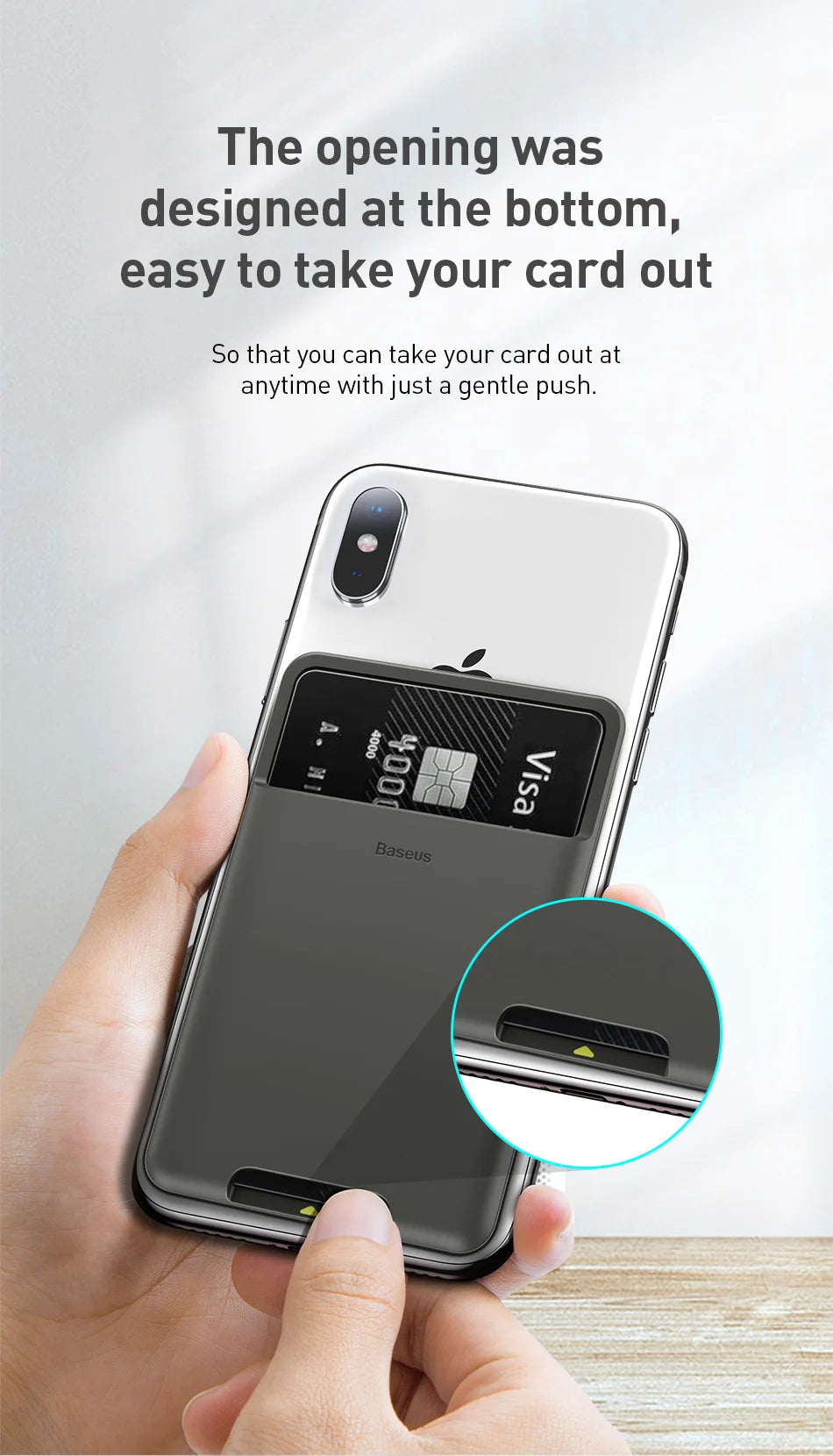 Baseus Universal Phone Back Slot Card Wallet Case For iPhone X Xs Luxury 3M Sticker Silicone Phone Pouch Case For Samsung Xiaomi