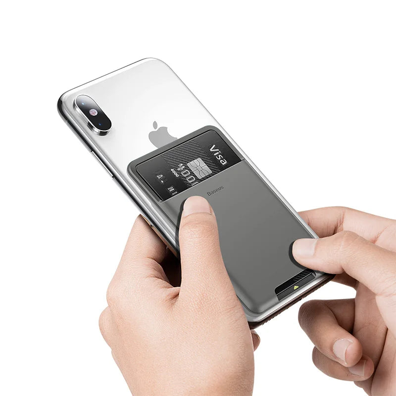 Baseus Universal Phone Back Slot Card Wallet Case For iPhone X Xs Luxury 3M Sticker Silicone Phone Pouch Case For Samsung Xiaomi
