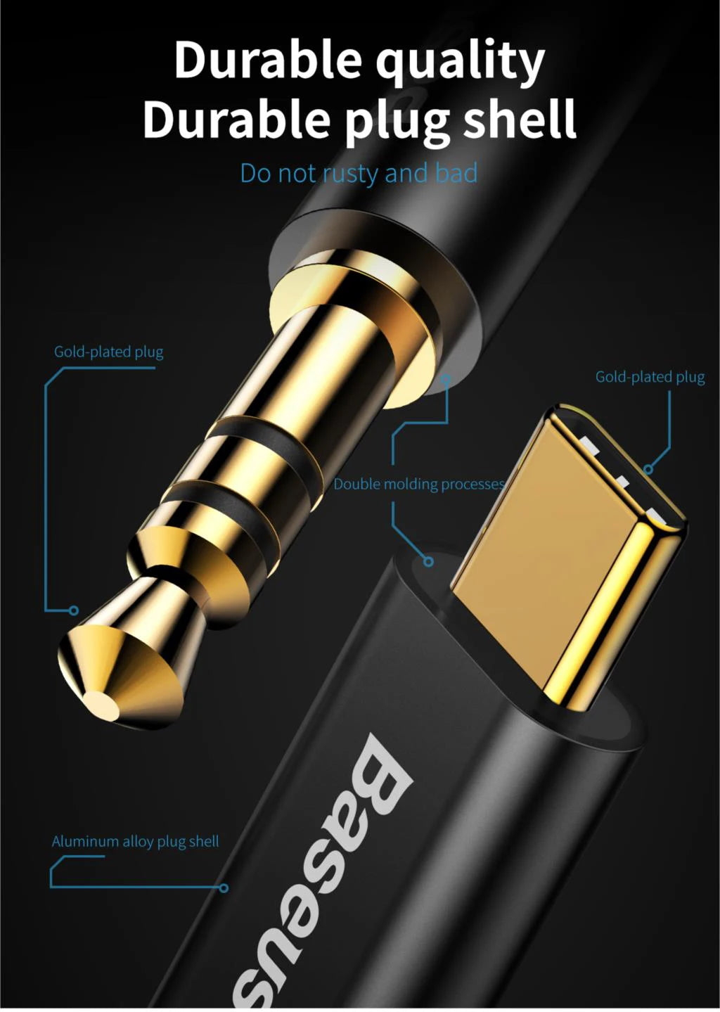 Baseus USB Type C Aux Audio Cable USBC to 3.5mm Jack Female Adapter For Headphone Headset Speaker Cord For Xiaomi Huawei Samsung