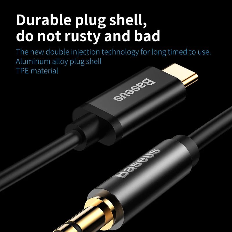 Baseus USB Type C Aux Audio Cable USBC to 3.5mm Jack Female Adapter For Headphone Headset Speaker Cord For Xiaomi Huawei Samsung