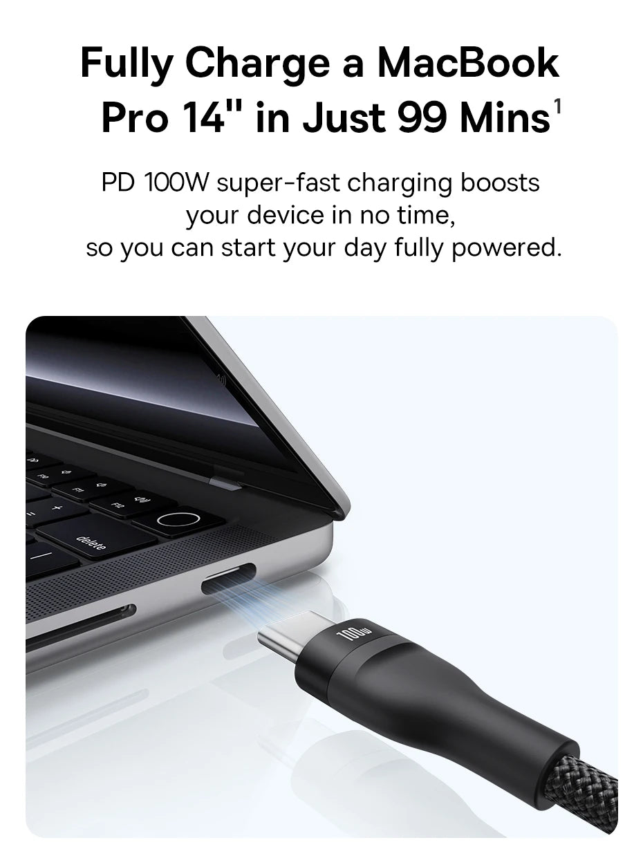 Baseus 3 in 1 USB C Cable 6A 100W Fast Charging Cable For iphone 15 16 pro Type C Cable For Macbook Air Data Cord Xiaomi Oneplus