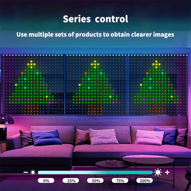 1pc, Intelligent Decorative String Lights, Christmas Ornaments, APP Control to for Switch At Any Time, Support for Dynamic DIY Graffiti Text Editing, 1600 Color Adjustable Screen, Synchronized Music, for Holiday Party, Home D