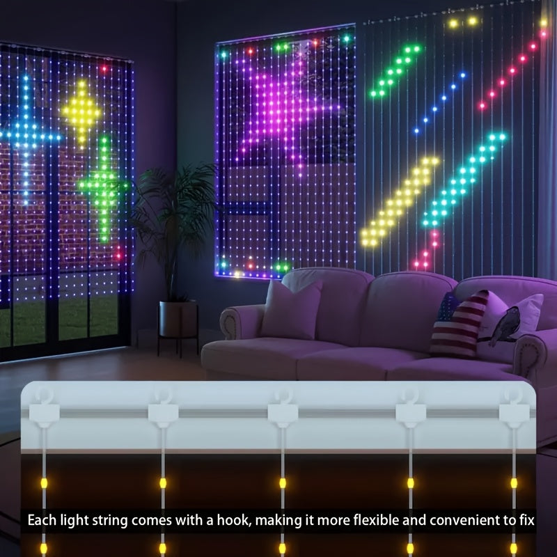 1pc, Intelligent Decorative String Lights, Christmas Ornaments, APP Control to for Switch At Any Time, Support for Dynamic DIY Graffiti Text Editing, 1600 Color Adjustable Screen, Synchronized Music, for Holiday Party, Home D