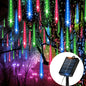 Loyyz Solar-Powered LED Meteor Shower Lights - IPX4 Waterproof, Blue Starry String Lights for Outdoor Christmas Tree, Garden, and Holiday Decorations - Perfect for Parties, Weddings, Ramadan, Solar Christmas Lights