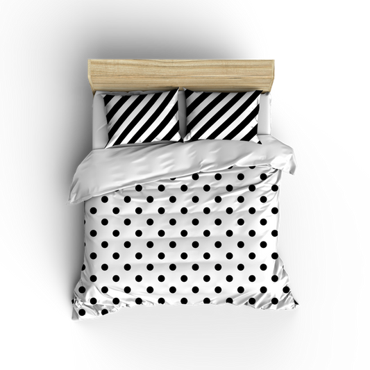 Helen George Luxury Line Duvet Cover Set - Black Polka Dots