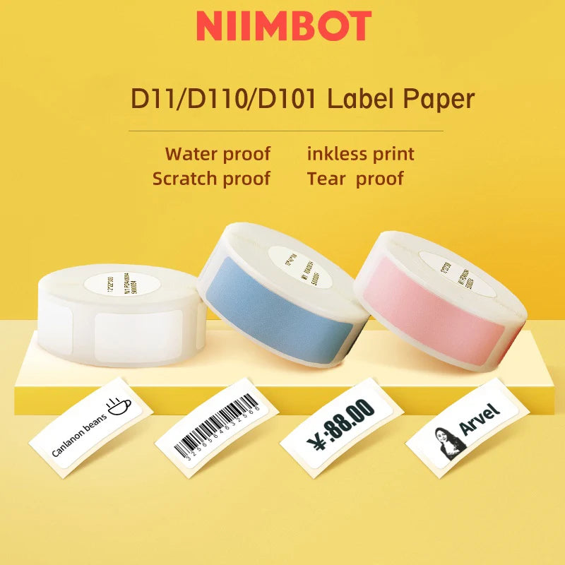 Niimbot D110 D11 D101 Mini Thermal Label Printer Paper Waterproof Anti-Oil Printing Label No Glue Scratch-Resistant Tape Sticker