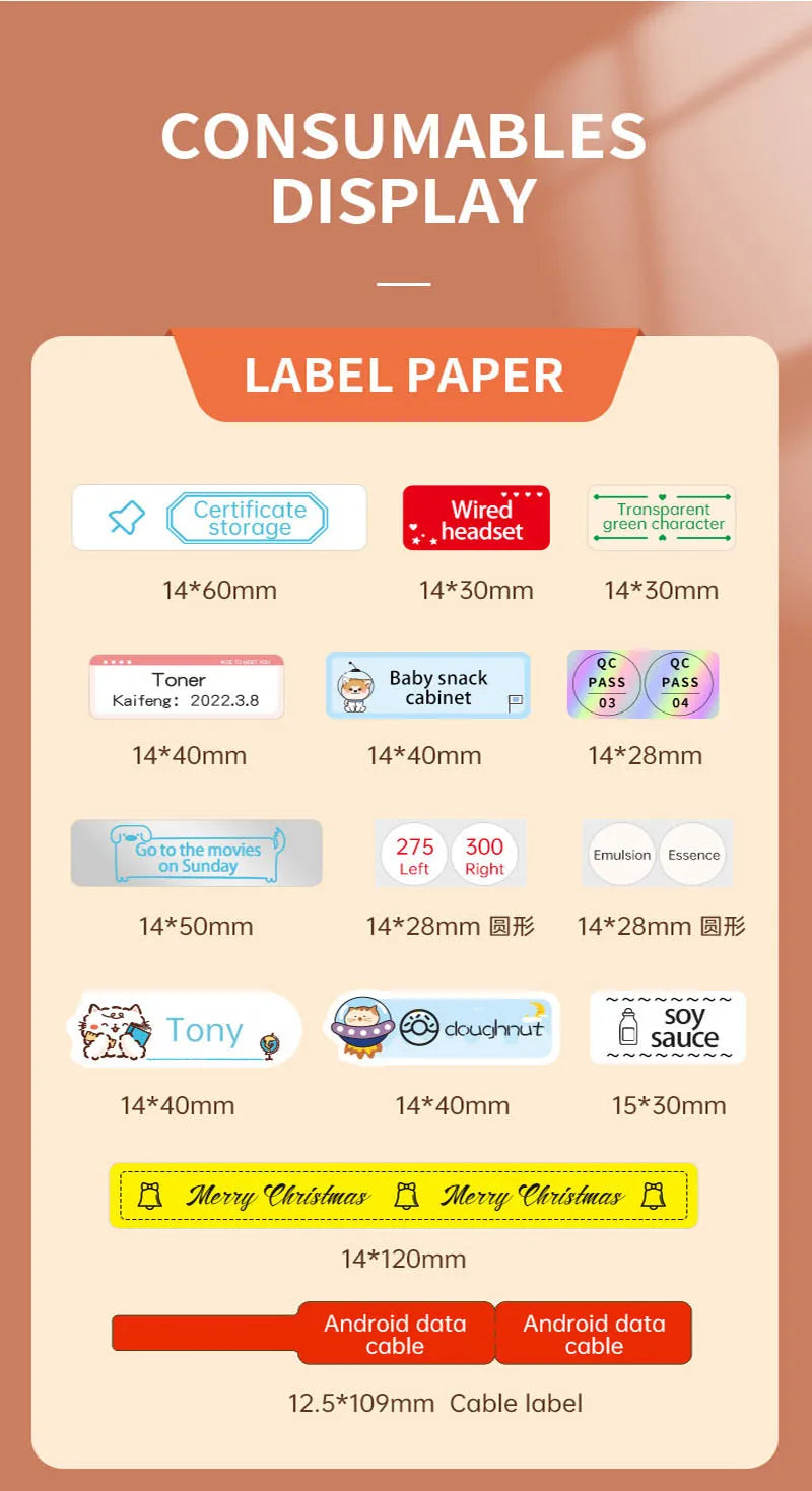 Niimbot B18 PET Label Paper Keep 8-10 Years Scratch-Resistant Tape Sticker And Colorful Carbon Ribbon For Portable Label Printer