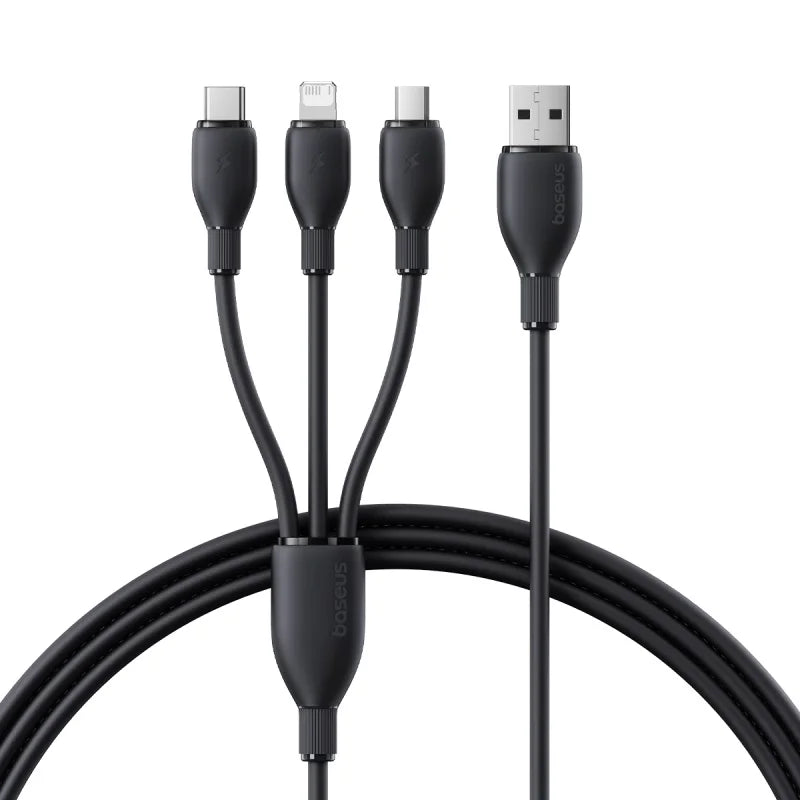 Baseus 3 in 1 USB Cable For Samsung Xiaomi Mi Type C Cable for iPhone 14 13 12 X 11 Pro Max Charger Micro USB C Soft TPE