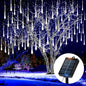 Loyyz Solar-Powered LED Meteor Shower Lights - IPX4 Waterproof, Blue Starry String Lights for Outdoor Christmas Tree, Garden, and Holiday Decorations - Perfect for Parties, Weddings, Ramadan, Solar Christmas Lights