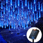 Loyyz Solar-Powered LED Meteor Shower Lights - IPX4 Waterproof, Blue Starry String Lights for Outdoor Christmas Tree, Garden, and Holiday Decorations - Perfect for Parties, Weddings, Ramadan, Solar Christmas Lights